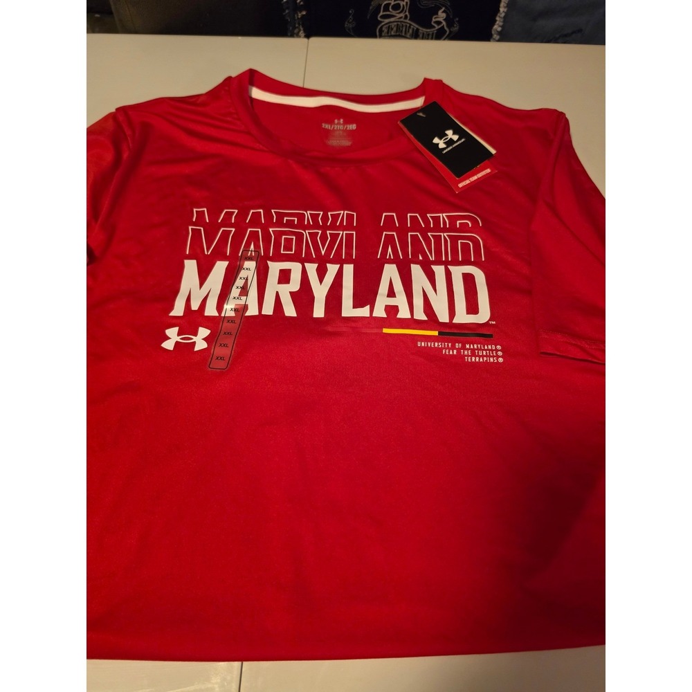 Under Armour Maryland Terrapins Red Performance T-Shirt Mens 2XL UM8038 NEW